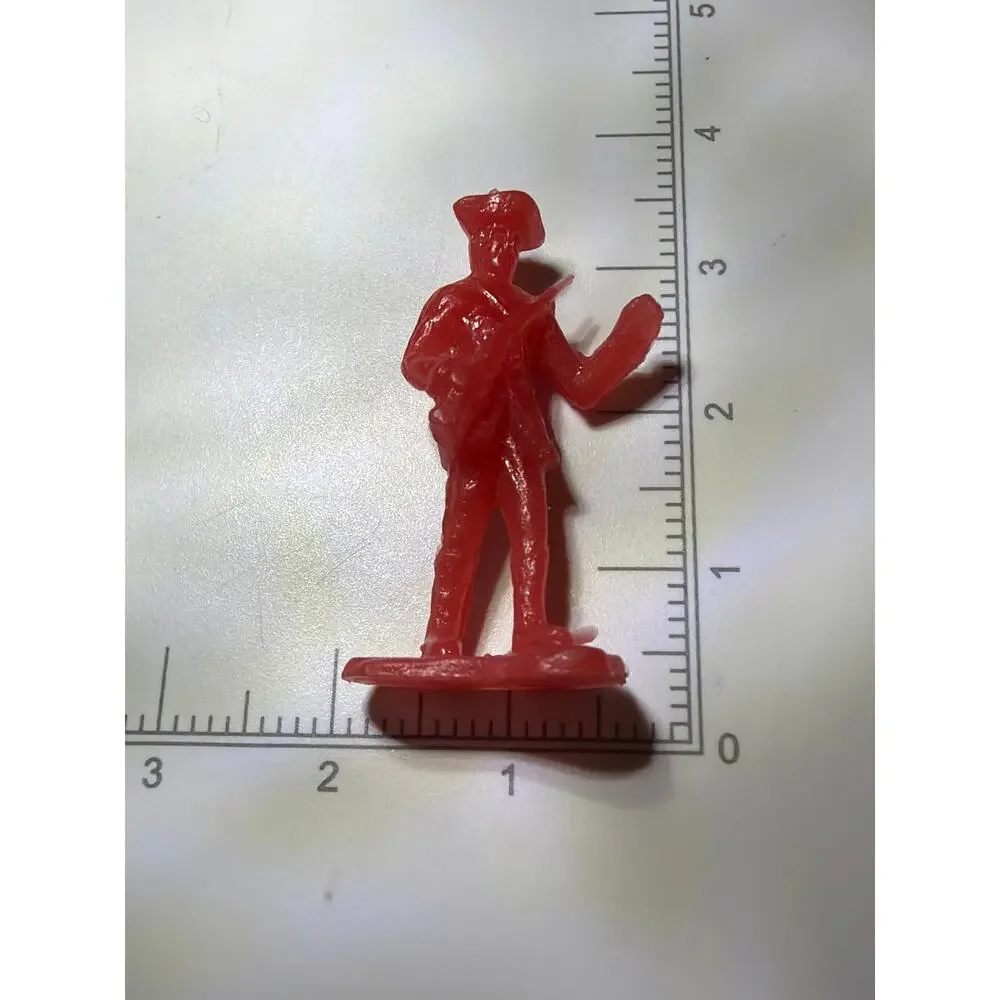 Vintage Red Plastic Colonial Soldier Figure Revolutionary War Toy Miniature